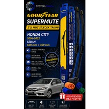 Goodyear Honda City Supermute 2'li Muz Silecek Takımı 2006-2022 Sedan (600MM+350MM)-6'LI Mikro Fiber Bez Hediye