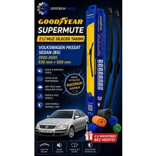 Goodyear Volkswagen Passat Supermute 2'li Muz Silecek Takımı 2002-2005 Sedan (530MM+500MM)-6'LI Mikro Fiber Bez Hediye