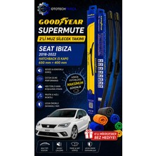 Goodyear Seat Ibiza Supermute 2'li Muz Silecek Takımı 2018-2022 Hatchback (5 Kapı) (650MM+400MM)-6'LI Mikro Fiber Bez Hediye