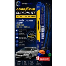 Goodyear Citroen Celysee Supermute 2'li Muz Silecek Takımı 2016-2022 Sedan (600MM+400MM)-6'LI Mikro Fiber Bez Hediye