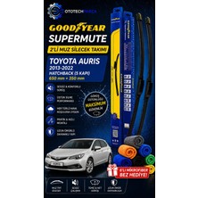 Goodyear Toyota Auris Supermute 2'li Muz Silecek Takımı 2013-2022 Hatchback (5 Kapı) (650MM+350MM)-6'LI Mikro Fiber Bez Hediye