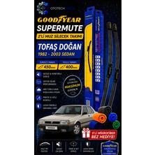 Goodyear Tofaş Doğan Supermute 2'li Muz Silecek Takımı 1982-2003 Sedan (450MM+400MM)-6'LI Mikro Fiber Bez Hediye