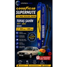 Goodyear Tofaş Şahin Supermute 2'li Muz Silecek Takımı 1977-2003 Sedan (450MM+400MM)-6'LI Mikro Fiber Bez Hediye