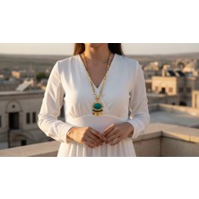 Zümra Store Otantik Arpa Zincirli Zümrüt Yeşili Halef Kolye