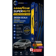 Goodyear Skoda Scala Supermute 2'li Muz Silecek Takımı 2019-2022 Hatchback (5 Kapı) (650MM+450MM)-6'LI Mikro Fiber Bez Hediye