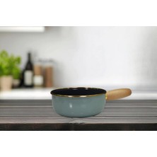 Zg Store Soft Green Emaye Ahşap Kulplu Mini Tava