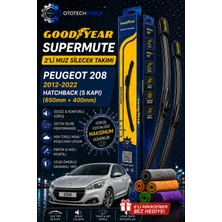 Goodyear Peugeot 208 Supermute 2'li Muz Silecek Takımı 2012-2022 Hatchback (5 Kapı) (650MM+400MM)-6'LI Mikro Fiber Bez Hediye