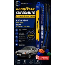 Goodyear Lada Vega Supermute 2'li Muz Silecek Takımı 1999-2008 Sedan (500MM+450MM)-6'LI Mikro Fiber Bez Hediye