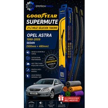 Goodyear Opel Astra Supermute 2'li Muz Silecek Takımı 1999-2009 Sedan (500MM+480MM)-6'LI Mikro Fiber Bez Hediye