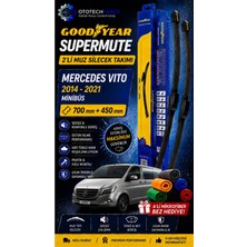 Goodyear Mercedes Vito Supermute 2'li Muz Silecek Takımı 2014-2021 Minibüs (700MM+450MM)-6'LI Mikro Fiber Bez Hediye