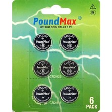 Zg Store Poundmax Süper Karışık CR2032 CR2025 CR2016 3 V Lityum Düğme Pil (6'lı Paket)