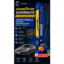 Goodyear Toyota Corolla Supermute 2'li Muz Silecek Takımı 2018-2022 Hatchback (5 Kapı) (700MM+350MM)-6'LI Mikro Fiber Bez Hediye