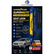 Goodyear Seat Leon Supermute 2'li Muz Silecek Takımı 2013-2022 Hatchback (5 Kapı) (650MM+400MM)-6'LI Mikro Fiber Bez Hediye