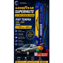 Goodyear Fiat Tempra Supermute 2'li Muz Silecek Takımı 1986-2000 Sedan (500MM+500MM)-6'LI Mikro Fiber Bez Hediye