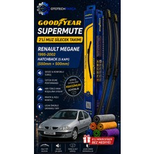 Goodyear Renault Megane Supermute 2'li Muz Silecek Takımı 1995-2002 Hatchback (5 Kapı) (550MM+500MM)-6'LI Mikro Fiber Bez Hediye