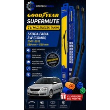Goodyear Skoda Fabia Supermute 2'li Muz Silecek Takımı 2007-2013 Sw (530MM+530MM)-6'LI Mikro Fiber Bez Hediye