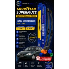 Goodyear Honda Civic Aerodeck 1998-2001 Supermute 2'li Silecek Takımı 500MM 450MM-6'LI Mikro Fiber Bez Hediye