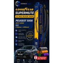 Goodyear Peugeot 5008 Supermute 2'li Muz Silecek Takımı 2017-2022 Suv (700MM+400MM)-6'LI Mikro Fiber Bez Hediye