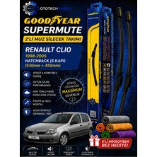 Goodyear Renault Clio Supermute 2'li Muz Silecek Takımı 1998-2005 Hatchback (5 Kapı) (530MM+450MM)-6'LI Mikro Fiber Bez Hediye