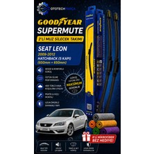 Goodyear Seat Leon Supermute 2'li Muz Silecek Takımı 2009-2012 Hatchback (5 Kapı) (650MM+650MM)-6'LI Mikro Fiber Bez Hediye