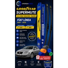 Goodyear Fiat Linea 2007-2025 Supermute 2'li Muz Silecek Takımı 650MM 380MM-6'LI Mikro Fiber Bez Hediye