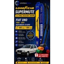Goodyear Fiat Uno Supermute 2'li Muz Silecek Takımı 1990-2001 Hatchback (5 Kapı) (480MM+480MM)-6'LI Mikro Fiber Bez Hediye