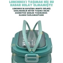 Zg Store Bento 1650ML Lunchbox 2 Katlı 3 Bölmeli Paslanmaz Çelik Sefer Tası Yemek Kutusu (Yeşil)
