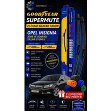 Goodyear Opel Insignia 2008 ve Sonrası Yıllar Uyumlu Supermute 2'li Silecek Takımı 600MM 450MM-6'LI Mikro Fiber Bez Hediye