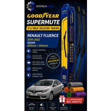 Goodyear Renault Fluence Supermute 2'li Muz Silecek Takımı 2010-2022 Sedan (600MM+400MM)-6'LI Mikro Fiber Bez Hediye