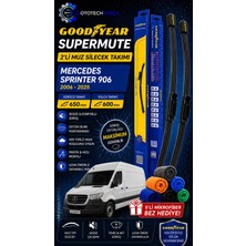 Goodyear Mercedes Sprinter 906 2006-2025 Supermute 2'li Muz Silecek Takımı 650MM 600MM-6'LI Mikro Fiber Bez Hediye