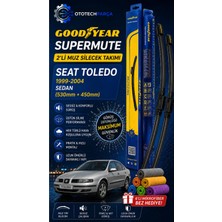 Goodyear Seat Toledo Supermute 2'li Muz Silecek Takımı 1999-2004 Sedan (530MM+450MM)-6'LI Mikro Fiber Bez Hediye