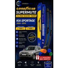 Goodyear Kıa Sportage 2004-2010 Supermute 2'li Silecek Takımı 600MM 400MM-6'LI Mikro Fiber Bez Hediye