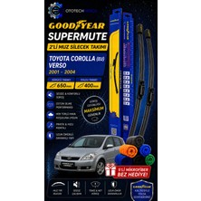 Goodyear Toyota Corolla(Eu) Verso 2001-2004 Supermute 2'li Silecek Takımı 650MM 400MM-6'LI Mikro Fiber Bez Hediye