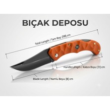 Bıçak Deposu Berkyaruk Turuncu Renkli Sap Katlanır Kamp ve Cep Çakısı Karartma Çelik 19 cm