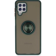 Durukar®  Samsung Galaxy A22 Kılıf Montreal Yüzüklü Silikon Kapak - Yeşil