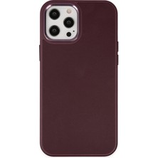 Durukar®  iPhone 12 Pro Max Kılıf Asya Deri Silikon - Mürdüm