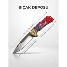 Bıçak Deposu Balak Gravür Işlemeli Ebruli Saplı N690 Çelik Katlanır Kamp ve Cep Çakısı 20 cm