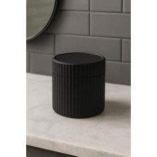 Omrs Store 3'lü Banyo Düzenleyici Seti Toka Kutusu Pamukluk Makyaj ve Kulak Çubuğu Kutusu Organizeri Siyah