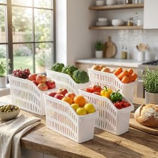 Omrs Store Orgamix 4’lü Dar Buzdolabı ve Dolap Içi Düzenleyici Set – Hava Alan Kanallı, Sebze ve Meyve Sepeti