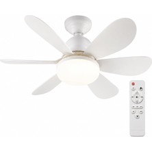 Omrs Store 5 Kanatlı LED Işıklı Tavan Vantilatörü – Sessiz Çalışan, Uzaktan Kumandalı, Modern Beyaz Tasarım