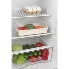 Omrs Store Şeffaf Kapaklı Buzdolabı Düzenleyici Kutu | 32X18 cm Plastik Gıda Organizeri | Kar Beyaz Taban | Kapaklı Saklama Kutusu, Buzdolabı ve Mutfak Için Pratik Çözüm
