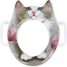 Empressco Renkli Kedi Desenli Çocuk Bebek Klozet Adaptörü Kulplu Süngerli