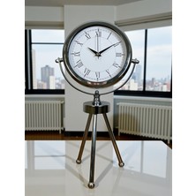 Ankaverse Zentime Silver Heritage Üç Ayaklı Krom Metal Masa Saati