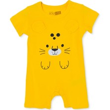 Hellobaby Erkek Bebek Kısa Tulum Hayvan Baskılı Çıtçıtlı Bisiklet Yaka Kısa Kol Reçme