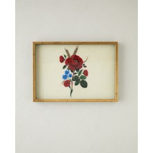 English Home Rose Stitch Cam Dekoratif Tepsi 30X42 cm Kırmızı - Bej