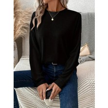 Efnaz Style Kadın Uzun Kollu Bisiklet Yaka Viskon Bluz