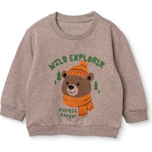 Hellobaby Erkek Bebek Sweatshirt Ayı Baskılı Bisiklet Yaka Long Sleeve