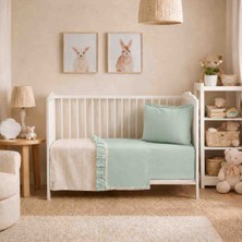 Sallhome Mint Fırfırlı Bebek Pike Takımı | Ekru Pike