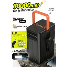 7go Gpw-05 80.000MAH Solar Powerbank – 4xusb-A, Qualcomm 3.0 Hızlı Şarj, Dahili Lightning & Usb-C Kablo, Dijital Yüzdelik Ekran