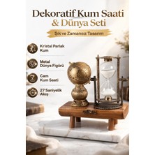 Empressco Şık Ahşap Ayaklı Kum Saati ve Dünya Biblo Seti, Ev Dekorasyonu